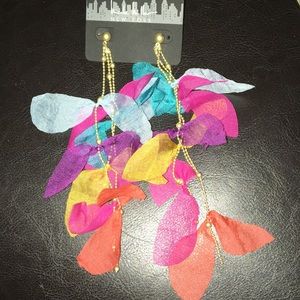 Nicole Miller dangling silk colorful and beads